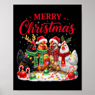 Christmas Chicken Lights Santa Xmas Farm Animal Ho Poster