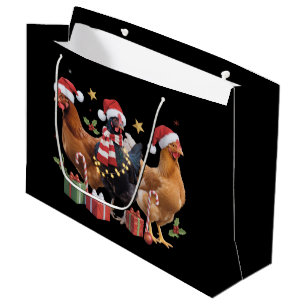 Christmas Chicken Lover Gift Chickens Holiday Farm Large Gift Bag