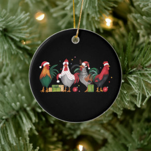 Christmas Chicken Lover Xmas Funny Holiday Ceramic Ornament