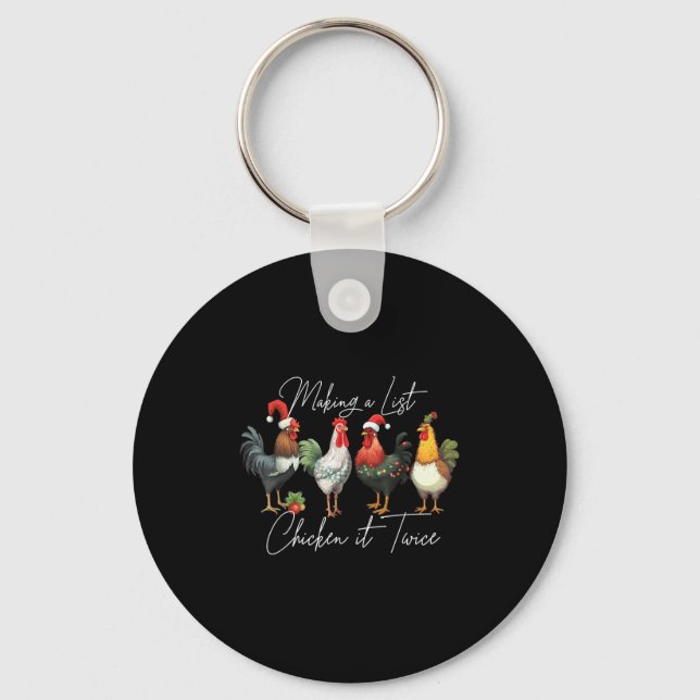 Christmas Chicken Lover Xmas Santa Hat Funny Farm  Key Ring (Front)