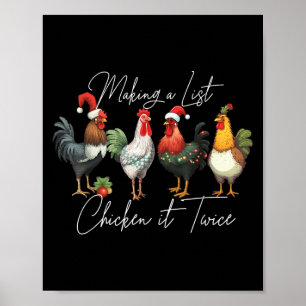 Christmas Chicken Lover Xmas Santa Hat Funny Farm  Poster