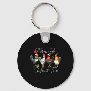 Christmas Chicken Lover Xmas Santa Hat Light Funny Key Ring