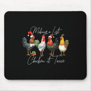 Christmas Chicken Lover Xmas Santa Hat Light Funny Mouse Pad