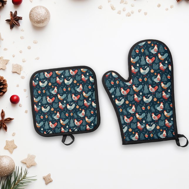 Christmas Chicken  Oven Mitt & Pot Holder Set (Creator Uploaded)