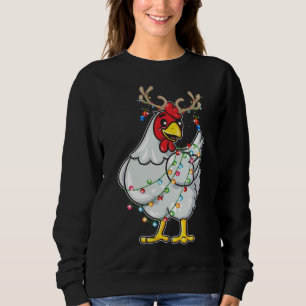 Christmas Chicken Reindeer Antlers Lights Pajama F Sweatshirt
