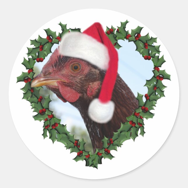 Christmas Chicken *  Rhode Island Red Classic Round Sticker (Front)