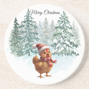 Christmas Chicken Sandstone Coaster