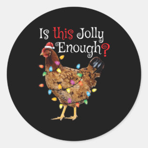 Christmas Chicken Shirt Women Men Kids Funny Santa Classic Round Sticker