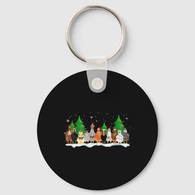 Christmas Chicken Squad Cute Chicken Farm Animals  Key Ring (Front)