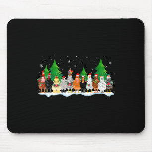 Christmas Chicken Squad Cute Chicken Farm Animals Mouse Pad