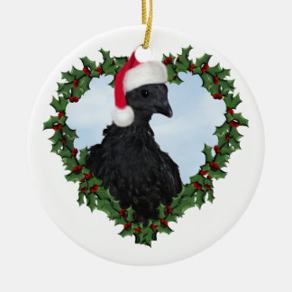 Christmas Chicken * Svart Hona Ceramic Ornament