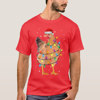 Christmas Chicken Tee Hen Tree Lights Xmas Funny C