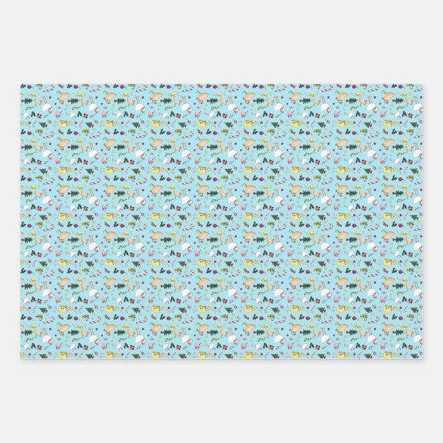 Christmas Chicken Wrapping Paper Set of 3 Sheets (Front)