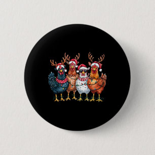 Christmas Chickens Reindeer Farm Animals Xmas Ligh 6 Cm Round Badge