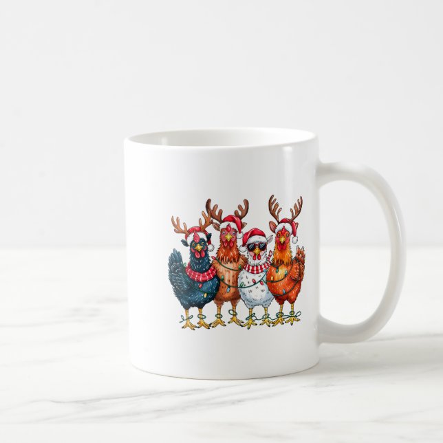 Christmas Chickens Reindeer Farm Animals Xmas Ligh Coffee Mug (Right)