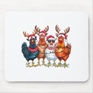 Christmas Chickens Reindeer Farm Animals Xmas Ligh Mouse Pad