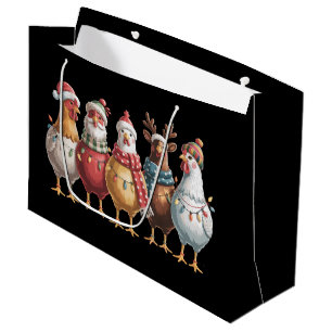 Christmas Chickens Xmas Chicken Gift Farm Lover  Large Gift Bag