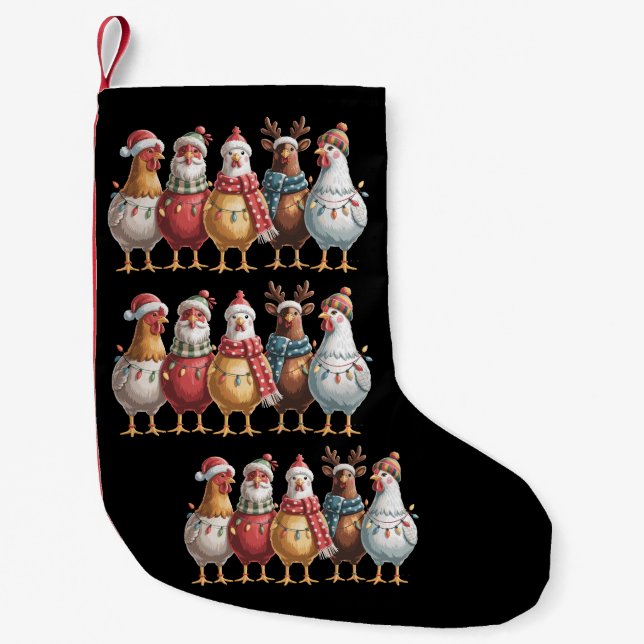 Christmas Chickens Xmas Chicken Gift Farm Lover  Small Christmas Stocking (Front)