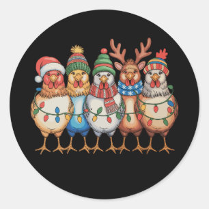 Christmas Chickens Xmas Farm Funny Holiday Season Classic Round Sticker