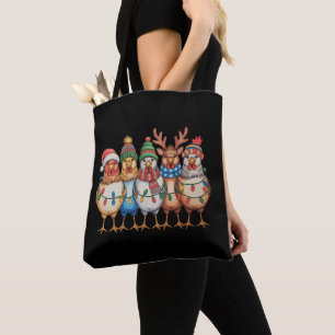 Christmas Chickens Xmas Farm Funny Holiday Season Tote Bag