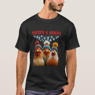 Christmas Chickens Xmas Merry Bright Santa Funny C T-Shirt