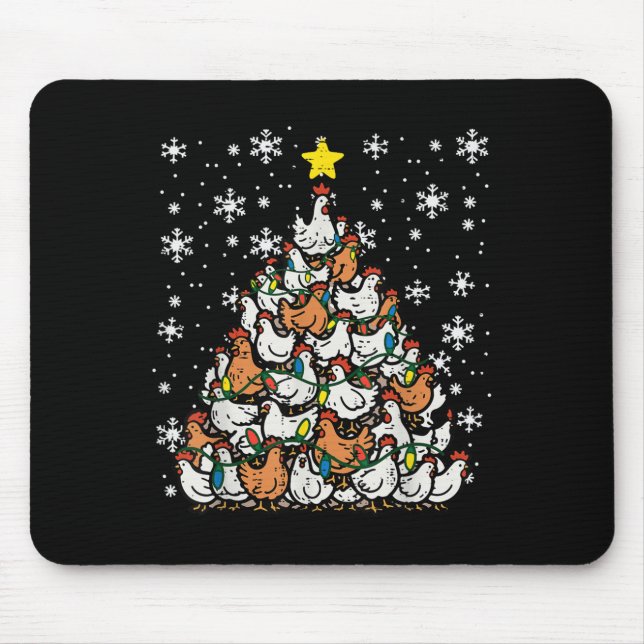 Christmas Chickens Xmas Tree Hens Farm Farmer Wome Mouse Pad (Front)