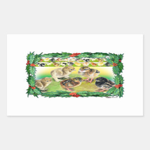 Christmas Chicks Rectangular Sticker