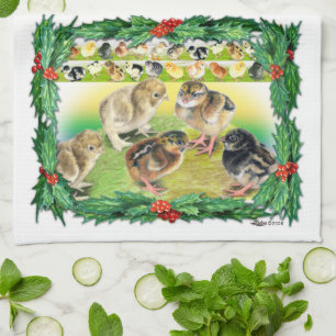 Christmas Chicks Tea Towel