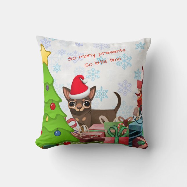 Christmas Chihuahua Accent Pillow (Front)