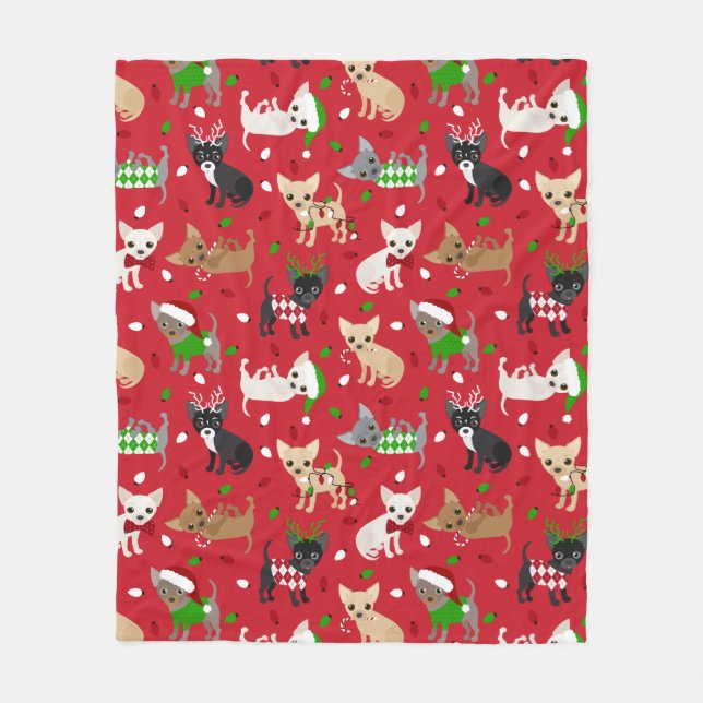 Christmas Chihuahua All Coats Fleece Blanket (Front)