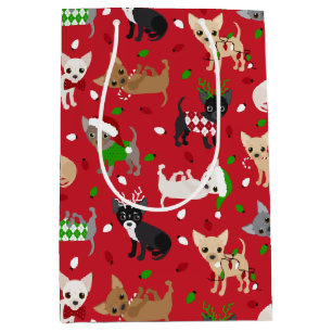 Christmas Chihuahua All Coats Medium Gift Bag