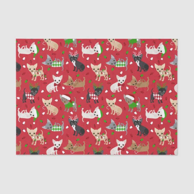 Christmas Chihuahua All Coats Tissue Paper (Front)
