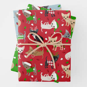 Christmas Chihuahua All Coats Wrapping Paper Sheet
