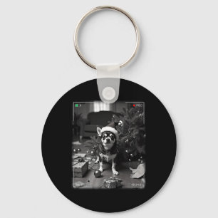 Christmas Chihuahua Caught On Camera  Key Ring