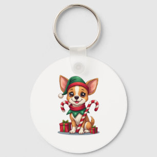 Christmas Chihuahua Cheer Key Ring