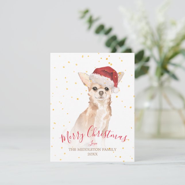 Christmas Chihuahua Dog Gold Seasonal Greeting (Standing Front)
