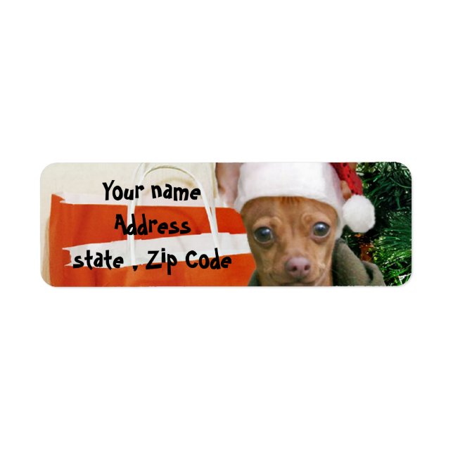 Christmas chihuahua dog return address label (Front)