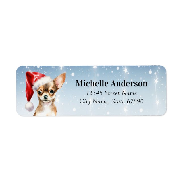 Christmas Chihuahua Dog Return Address Labels (Front)