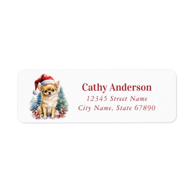 Christmas Chihuahua Dog Return Address Labels (Front)
