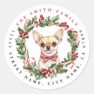 Christmas Chihuahua Dog Round Stickers