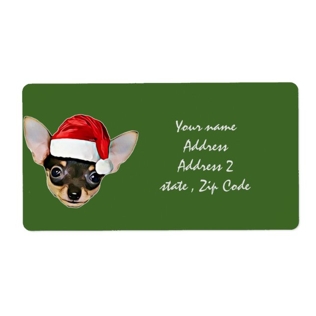 Christmas Chihuahua dog shipping address labels (Front)