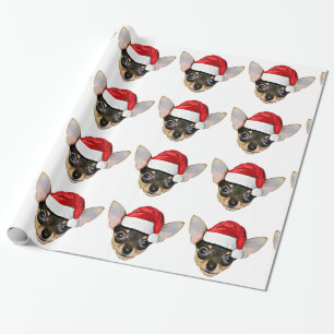 Christmas chihuahua dog wrapping paper
