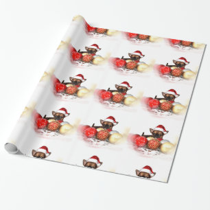 Christmas chihuahua dog wrapping paper