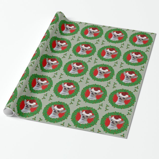 Christmas chihuahua dog wrapping paper (Unrolled)