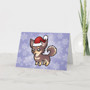 Christmas Chihuahua (long coat) Holiday Card