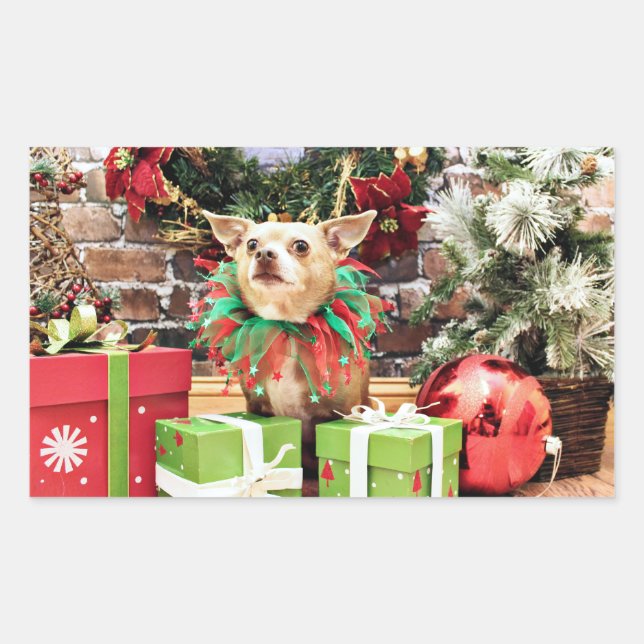 Christmas - Chihuahua - Miles Rectangular Sticker (Front)