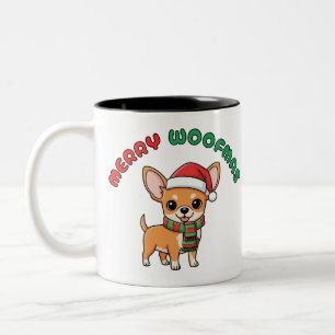 Christmas Chihuahua Mug: Merry Woofmas Two-Tone Coffee Mug