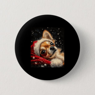 Christmas Chihuahua On A Long Sleeve  6 Cm Round Badge