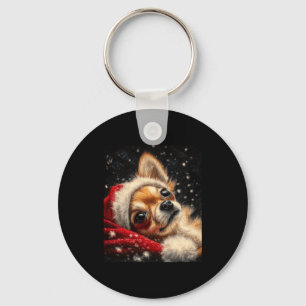 Christmas Chihuahua On A Long Sleeve  Key Ring