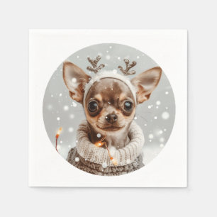 Christmas Chihuahua Reindeer Dog Napkin